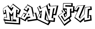 The clipart image features a stylized text in a graffiti font that reads Manju.