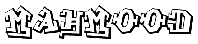 The clipart image depicts the word Mahmood in a style reminiscent of graffiti. The letters are drawn in a bold, block-like script with sharp angles and a three-dimensional appearance.