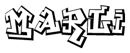 The clipart image depicts the word Marli in a style reminiscent of graffiti. The letters are drawn in a bold, block-like script with sharp angles and a three-dimensional appearance.