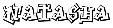 The clipart image depicts the word Natasha in a style reminiscent of graffiti. The letters are drawn in a bold, block-like script with sharp angles and a three-dimensional appearance.