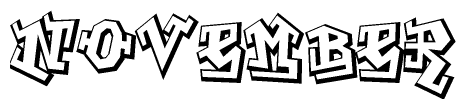The clipart image features a stylized text in a graffiti font that reads November.