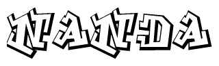 The clipart image features a stylized text in a graffiti font that reads Nanda.