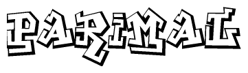 The clipart image features a stylized text in a graffiti font that reads Parimal.
