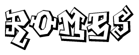 The clipart image depicts the word Romes in a style reminiscent of graffiti. The letters are drawn in a bold, block-like script with sharp angles and a three-dimensional appearance.