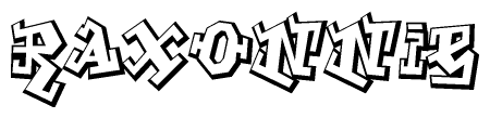 The clipart image features a stylized text in a graffiti font that reads Raxonnie.