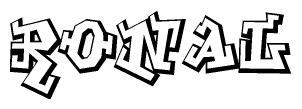 The clipart image features a stylized text in a graffiti font that reads Ronal.