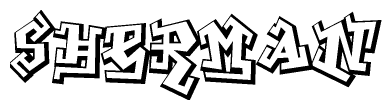 The image is a stylized representation of the letters Sherman designed to mimic the look of graffiti text. The letters are bold and have a three-dimensional appearance, with emphasis on angles and shadowing effects.