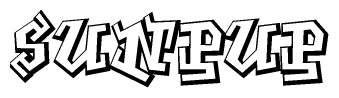 The clipart image features a stylized text in a graffiti font that reads Sunpup.