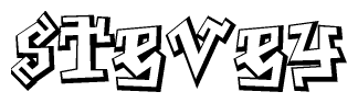 The image is a stylized representation of the letters Stevey designed to mimic the look of graffiti text. The letters are bold and have a three-dimensional appearance, with emphasis on angles and shadowing effects.
