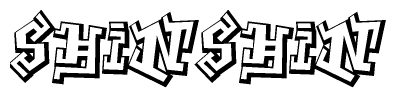 The clipart image features a stylized text in a graffiti font that reads Shinshin.