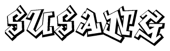 The clipart image depicts the word Susang in a style reminiscent of graffiti. The letters are drawn in a bold, block-like script with sharp angles and a three-dimensional appearance.