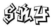 The clipart image features a stylized text in a graffiti font that reads Sky.