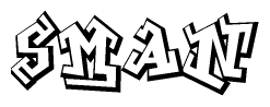 The clipart image depicts the word Sman in a style reminiscent of graffiti. The letters are drawn in a bold, block-like script with sharp angles and a three-dimensional appearance.