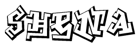 The clipart image depicts the word Shena in a style reminiscent of graffiti. The letters are drawn in a bold, block-like script with sharp angles and a three-dimensional appearance.
