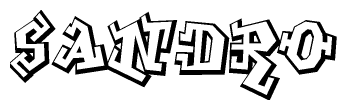 The clipart image depicts the word Sandro in a style reminiscent of graffiti. The letters are drawn in a bold, block-like script with sharp angles and a three-dimensional appearance.