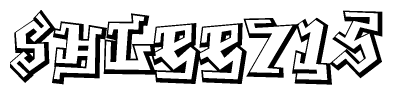 The image is a stylized representation of the letters Shlee715 designed to mimic the look of graffiti text. The letters are bold and have a three-dimensional appearance, with emphasis on angles and shadowing effects.