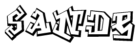The clipart image features a stylized text in a graffiti font that reads Sande.
