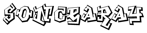 The clipart image depicts the word Soncearay in a style reminiscent of graffiti. The letters are drawn in a bold, block-like script with sharp angles and a three-dimensional appearance.