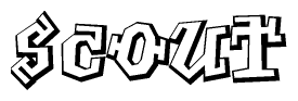 The clipart image features a stylized text in a graffiti font that reads Scout.