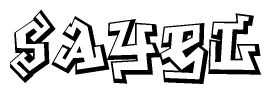 The clipart image features a stylized text in a graffiti font that reads Sayel.