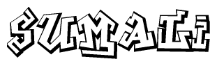 The clipart image depicts the word Sumali in a style reminiscent of graffiti. The letters are drawn in a bold, block-like script with sharp angles and a three-dimensional appearance.