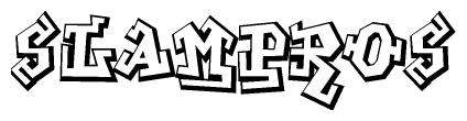 The clipart image depicts the word Slampros in a style reminiscent of graffiti. The letters are drawn in a bold, block-like script with sharp angles and a three-dimensional appearance.