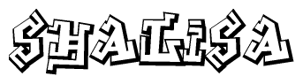 The clipart image depicts the word Shalisa in a style reminiscent of graffiti. The letters are drawn in a bold, block-like script with sharp angles and a three-dimensional appearance.