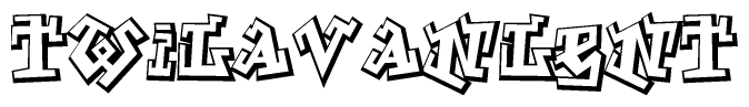 The clipart image depicts the word Twilavanlent in a style reminiscent of graffiti. The letters are drawn in a bold, block-like script with sharp angles and a three-dimensional appearance.