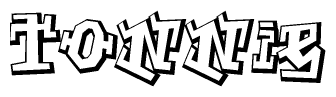The clipart image depicts the word Tonnie in a style reminiscent of graffiti. The letters are drawn in a bold, block-like script with sharp angles and a three-dimensional appearance.