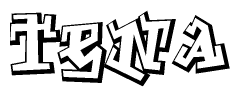 The image is a stylized representation of the letters Tena designed to mimic the look of graffiti text. The letters are bold and have a three-dimensional appearance, with emphasis on angles and shadowing effects.