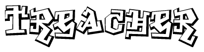 The clipart image depicts the word Treacher in a style reminiscent of graffiti. The letters are drawn in a bold, block-like script with sharp angles and a three-dimensional appearance.