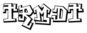 The clipart image depicts the word Trmdt in a style reminiscent of graffiti. The letters are drawn in a bold, block-like script with sharp angles and a three-dimensional appearance.