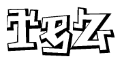 The clipart image depicts the word Tez in a style reminiscent of graffiti. The letters are drawn in a bold, block-like script with sharp angles and a three-dimensional appearance.