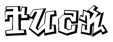 The clipart image depicts the word Tuck in a style reminiscent of graffiti. The letters are drawn in a bold, block-like script with sharp angles and a three-dimensional appearance.