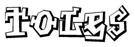 The clipart image depicts the word Toles in a style reminiscent of graffiti. The letters are drawn in a bold, block-like script with sharp angles and a three-dimensional appearance.