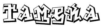The clipart image features a stylized text in a graffiti font that reads Tameka.
