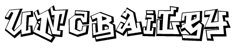 The clipart image depicts the word Uncbailey in a style reminiscent of graffiti. The letters are drawn in a bold, block-like script with sharp angles and a three-dimensional appearance.