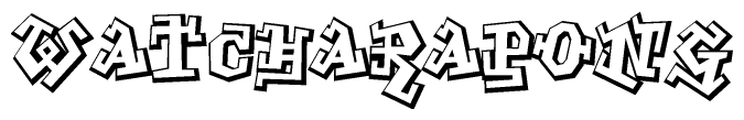 The clipart image features a stylized text in a graffiti font that reads Watcharapong.