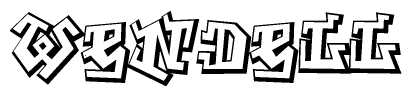 The clipart image depicts the word Wendell in a style reminiscent of graffiti. The letters are drawn in a bold, block-like script with sharp angles and a three-dimensional appearance.