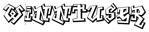 The image is a stylized representation of the letters Winntuser designed to mimic the look of graffiti text. The letters are bold and have a three-dimensional appearance, with emphasis on angles and shadowing effects.