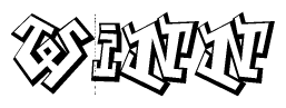 The image is a stylized representation of the letters Winn designed to mimic the look of graffiti text. The letters are bold and have a three-dimensional appearance, with emphasis on angles and shadowing effects.