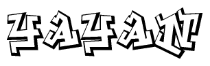 The clipart image features a stylized text in a graffiti font that reads Yayan.