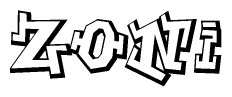 The clipart image features a stylized text in a graffiti font that reads Zoni.