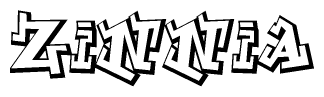 The clipart image features a stylized text in a graffiti font that reads Zinnia.
