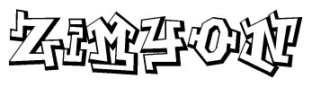 The clipart image features a stylized text in a graffiti font that reads Zimyon.