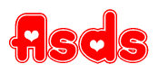 Red and White Asds Word with Heart Design