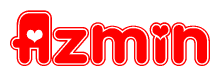 The image displays the word Azmin written in a stylized red font with hearts inside the letters.