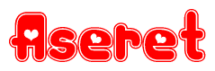 Red and White Aseret Word with Heart Design