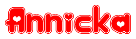 The image displays the word Annicka written in a stylized red font with hearts inside the letters.