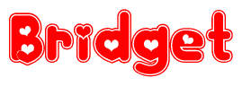 The image displays the word Bridget written in a stylized red font with hearts inside the letters.